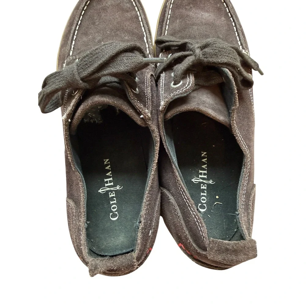 Cole Haan Nike Air Boat Shoes Mens 11 Brown Suede Moc Toe Lace Up Loafers